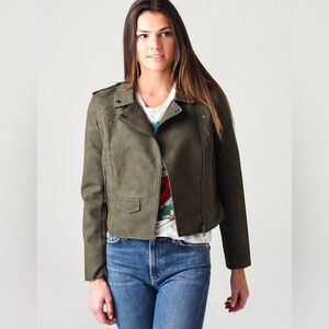 BB Dakota Olive Green Women's Moto Jacket